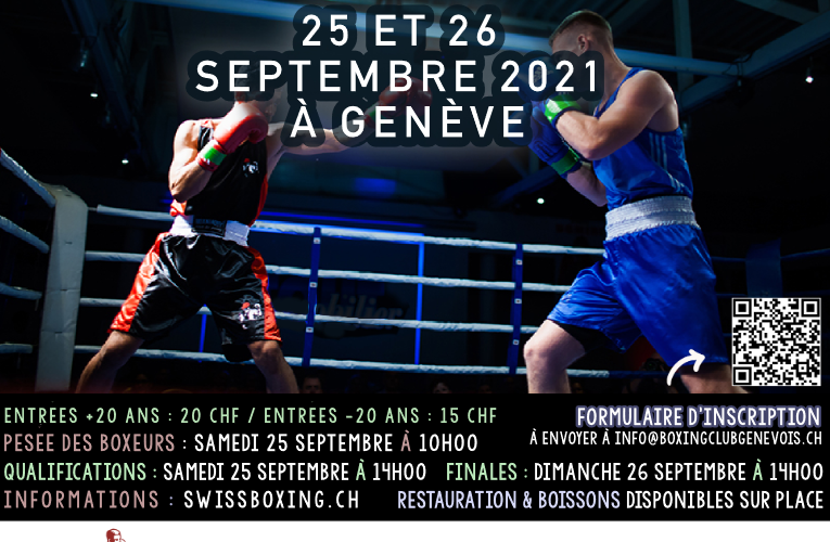 Tournoi international de boxe amateur 25 et 26 septembre 2021 à Genève